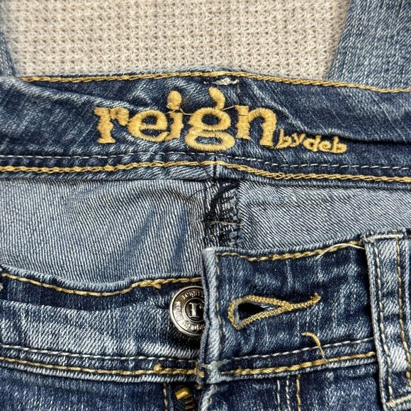 Reign Womens Blue Denim Skinny Leg Jeans Low Rise Stretch Pockets Size Curvy 3 - Picture 6 of 14